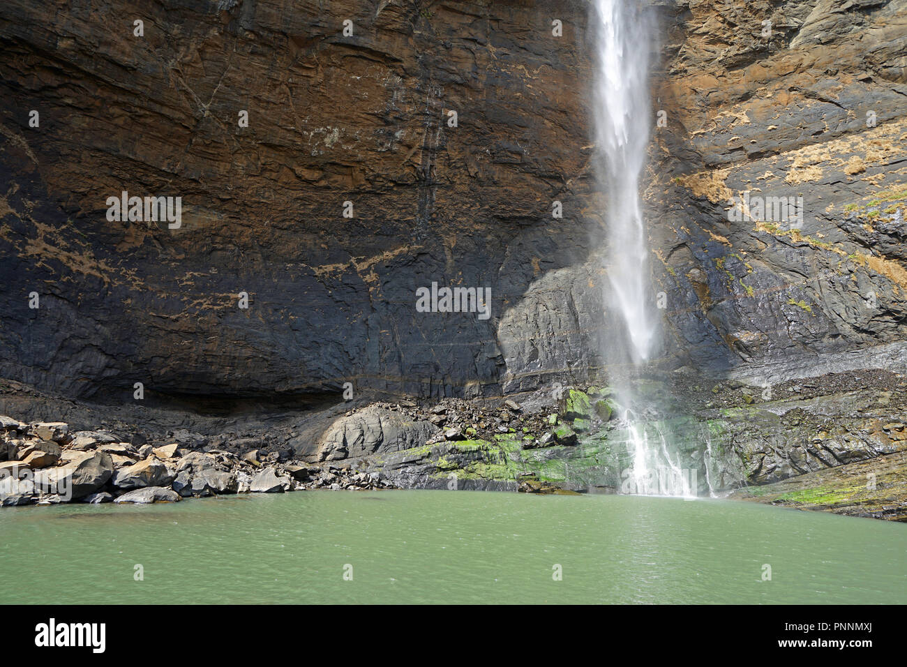 Curug Cikanteh Waterfall, Geopark Ciletuh, Sukabumi, West Java, Indonesia Stock Photo