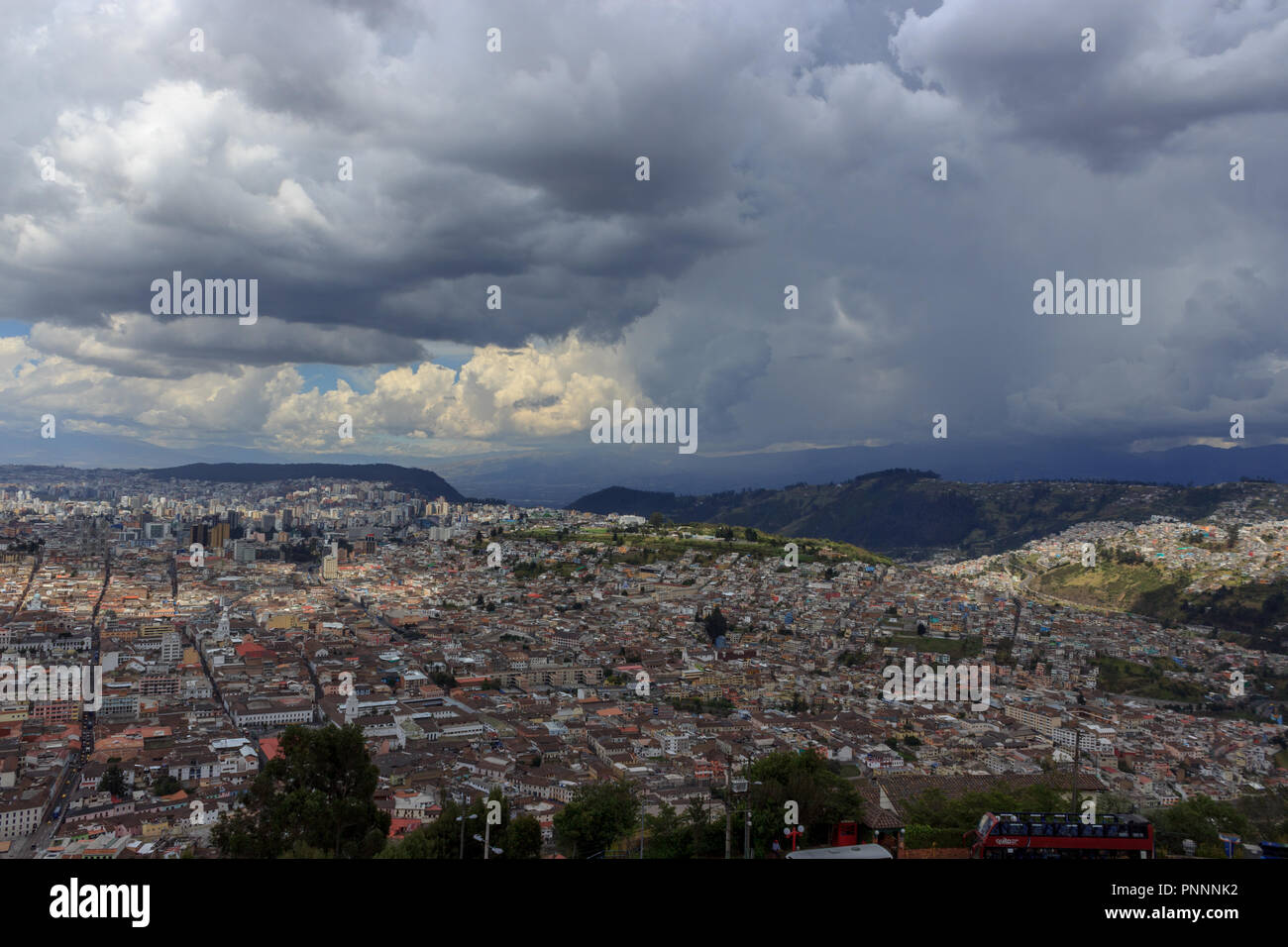 Aerial view over the capital of ecuador quito Stock Photo