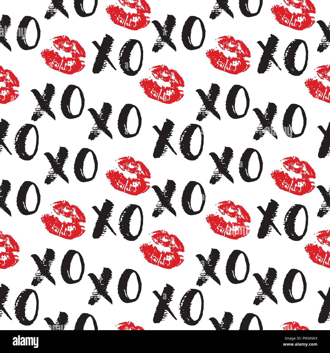 XOXO brush lettering signs seamless pattern, Grunge calligraphiv c