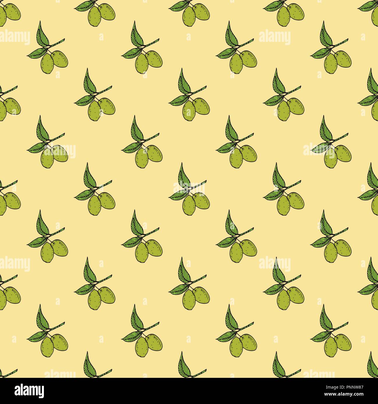 Olive branch seamless pattern. Natural background Design with olives ...