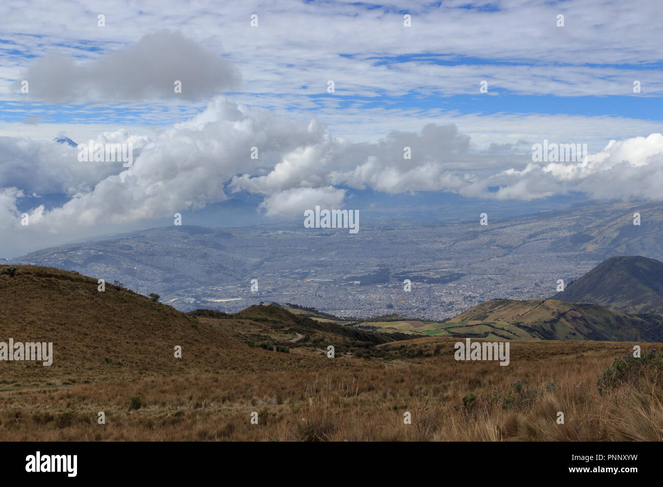 View from ruca pichincha over quito, ecuador Stock Photo