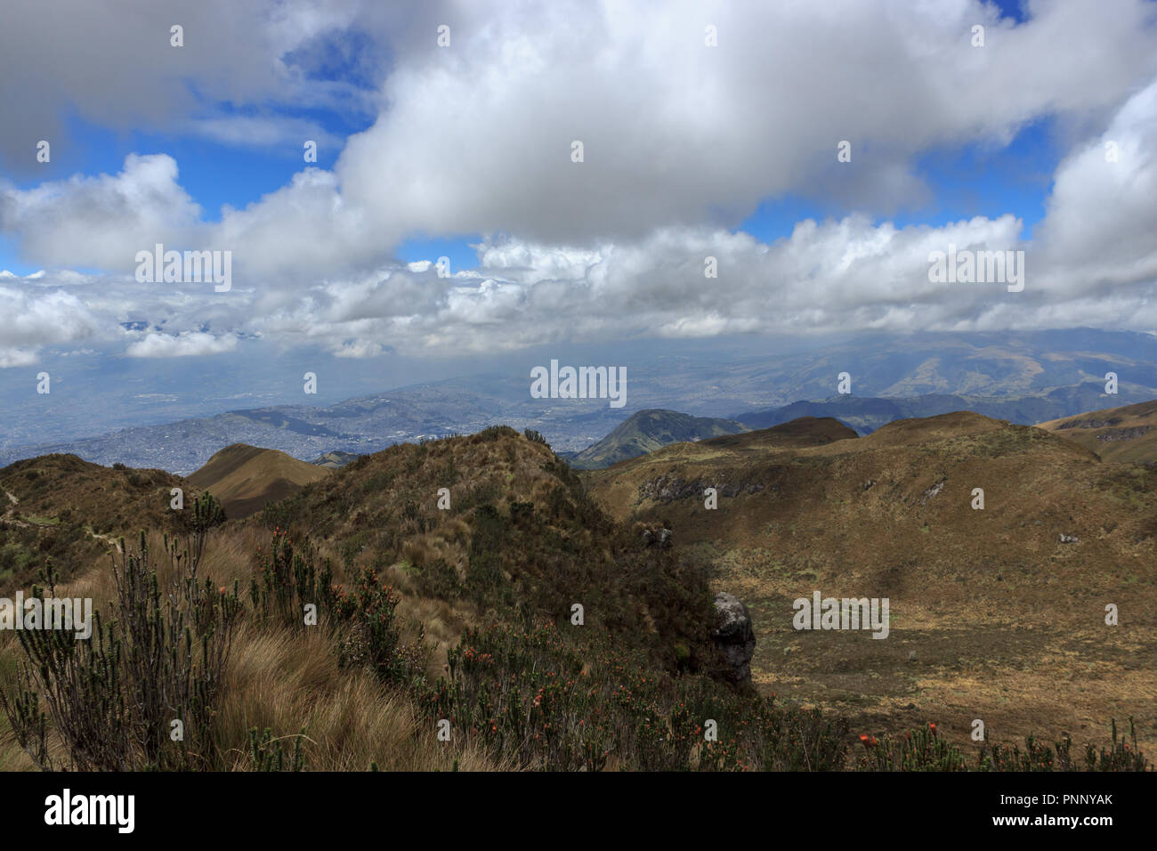 View from ruca pichincha over quito, ecuador Stock Photo