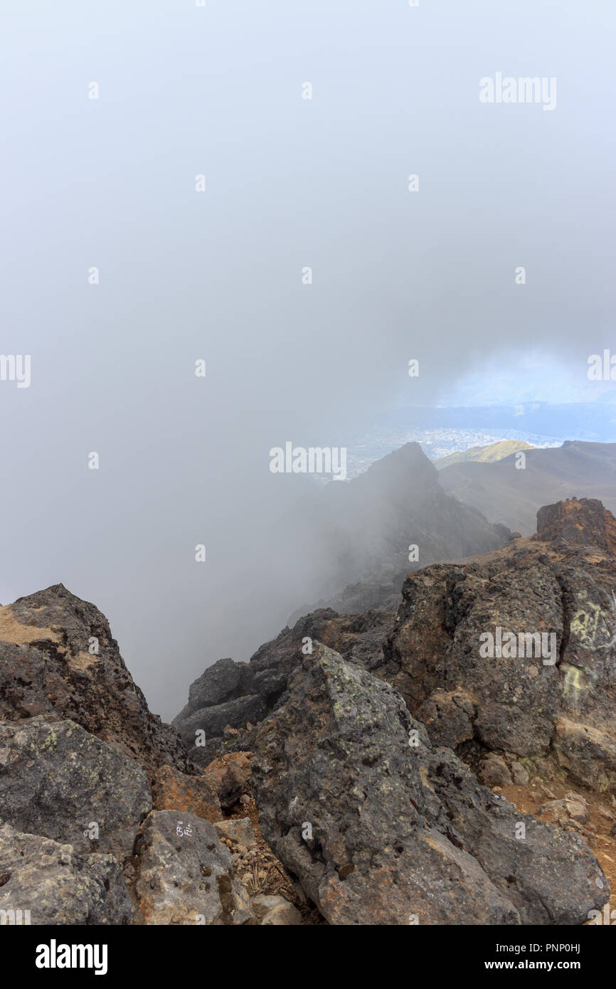 View from ruca pichincha over quito, ecuador Stock Photo