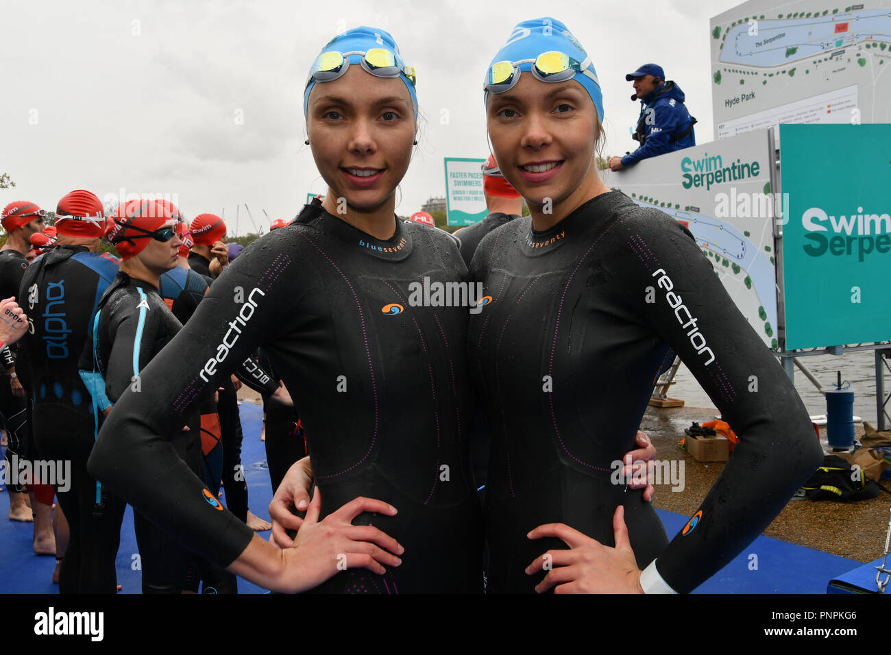Katherine Gray,Katrina Gray is a twin sister participle Swim Serpentine 2018, London, UK. 22 September 2018. Credit: Picture Capital/Alamy Live News Stock Photo