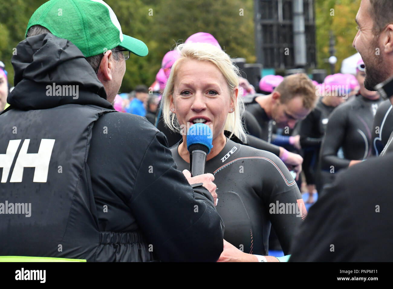 Gail Emms is a English badminton player feeling a bit nervous Swim Serpentine 2018, London, UK. 22 September 2018. Credit: Picture Capital/Alamy Live News Stock Photo