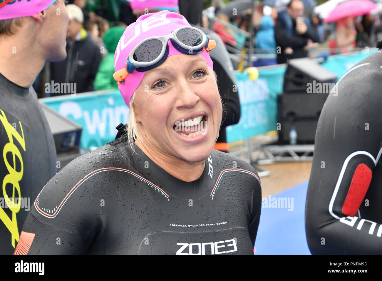 Gail Emms is a English badminton player feeling a bit nervous Swim Serpentine 2018, London, UK. 22 September 2018. Credit: Picture Capital/Alamy Live News Stock Photo