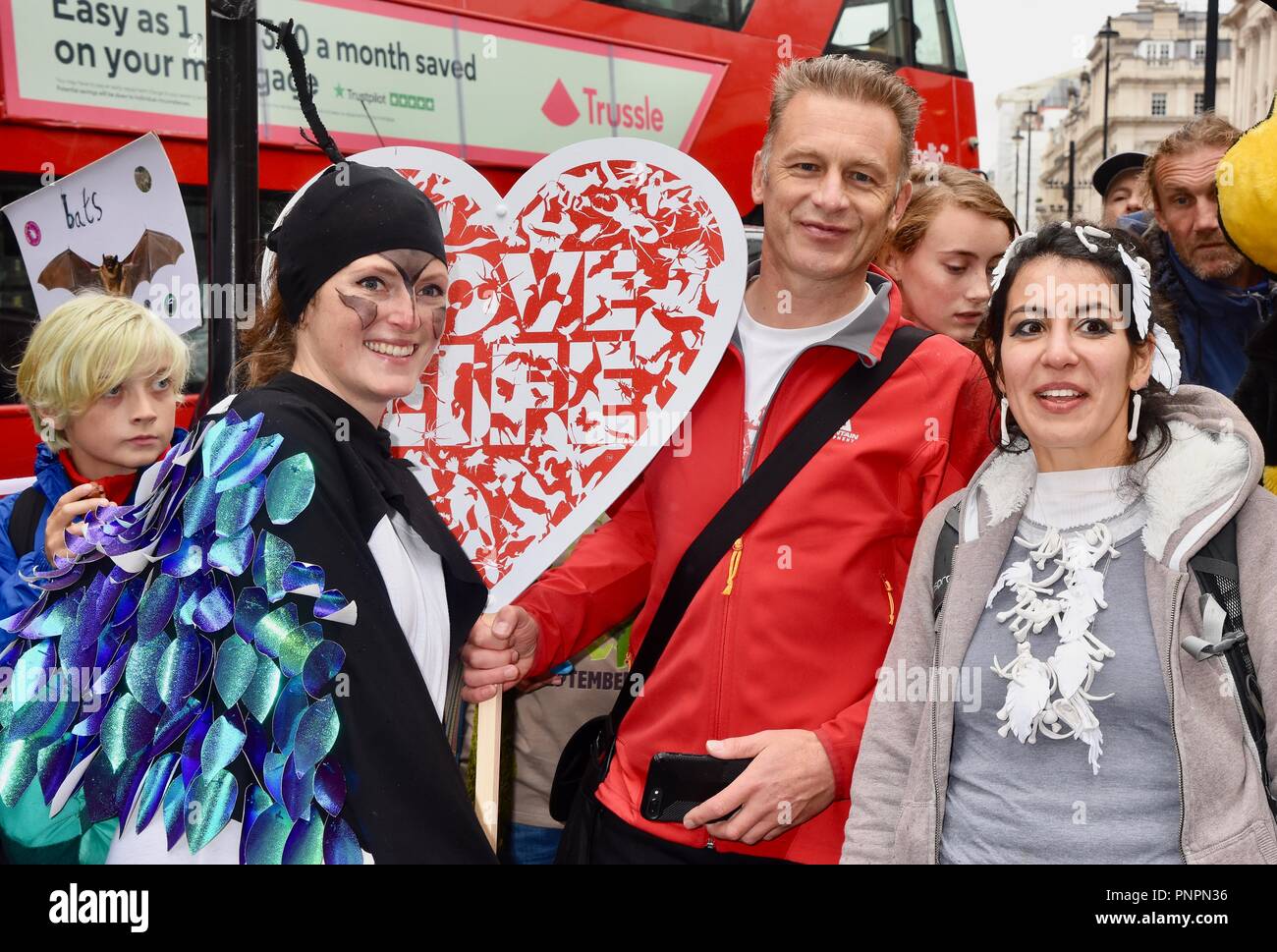 22nd September 2018. Chris Packham led the Peoples Walk For Wildlife to campaign for action to be taken to halt the decline of Wildlife in the UK. Central London.UK Credit: michael melia/Alamy Live News Stock Photo