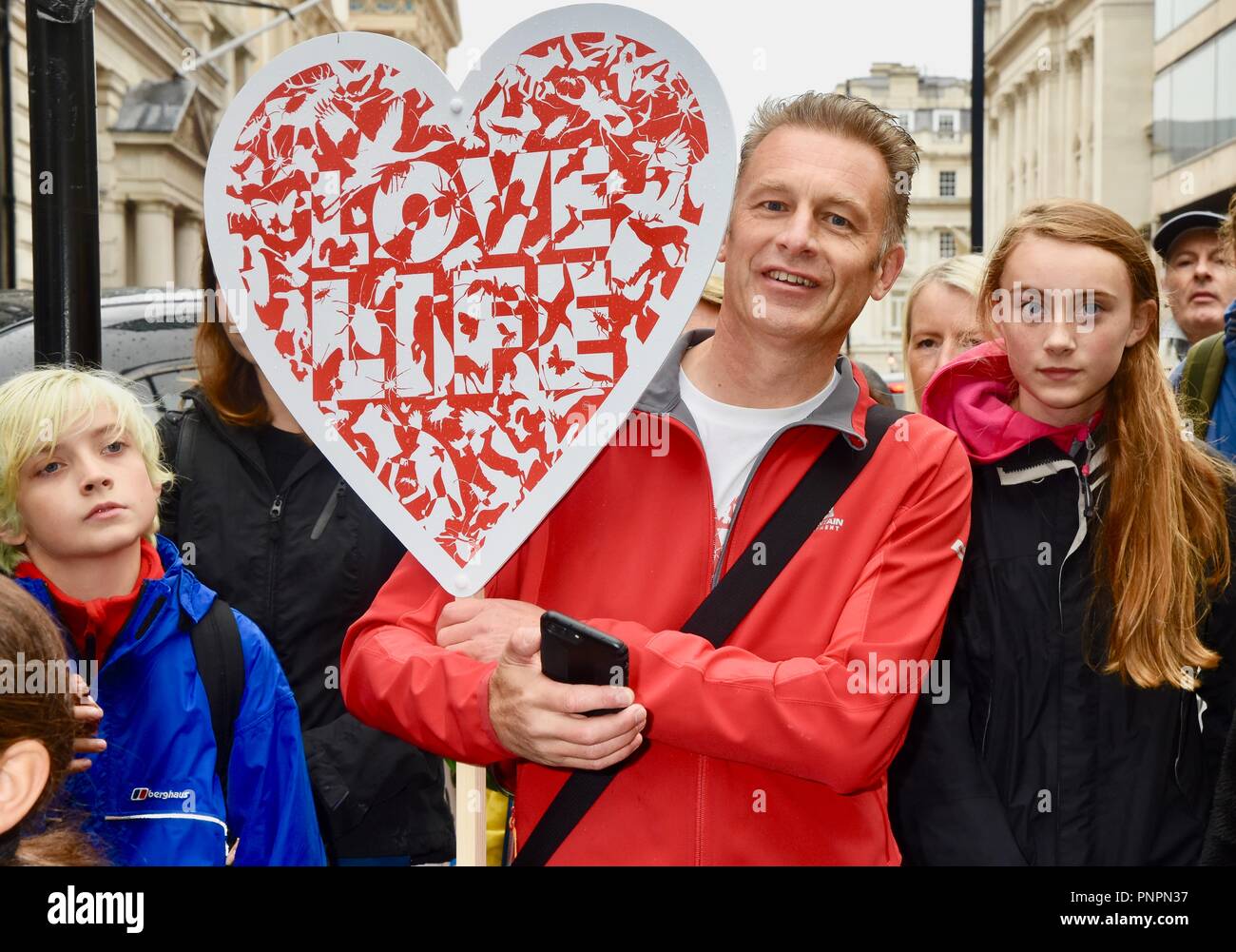 22nd September 2018. Chris Packham led the Peoples Walk For Wildlife to campaign for action to be taken to halt the decline of wildlife in the UK. Central London.UK Credit: michael melia/Alamy Live News Stock Photo