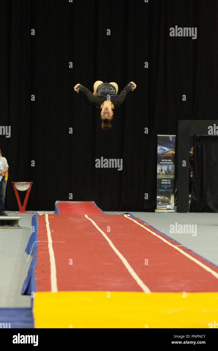 Birmingham, UK. 22nd September 2018. Megan Kealy, Milton Keynes Gymnastics completing a pass