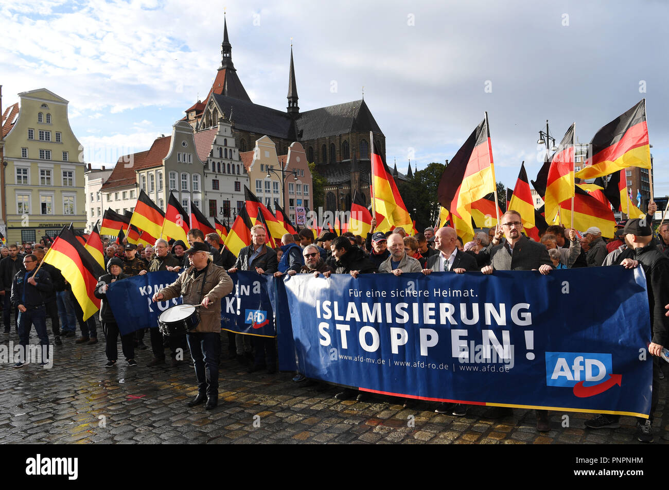 22 September 2018, Mecklenburg-Western Pomerania, Rostock: A rally of ...
