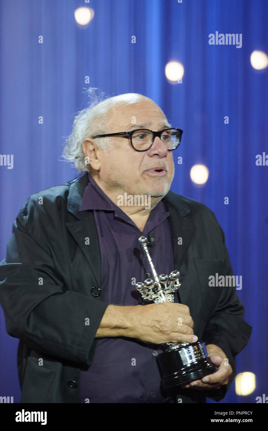 San Sebastian, Spain. 22nd Sep, 2018. Danny DeVito receives Donostia ...