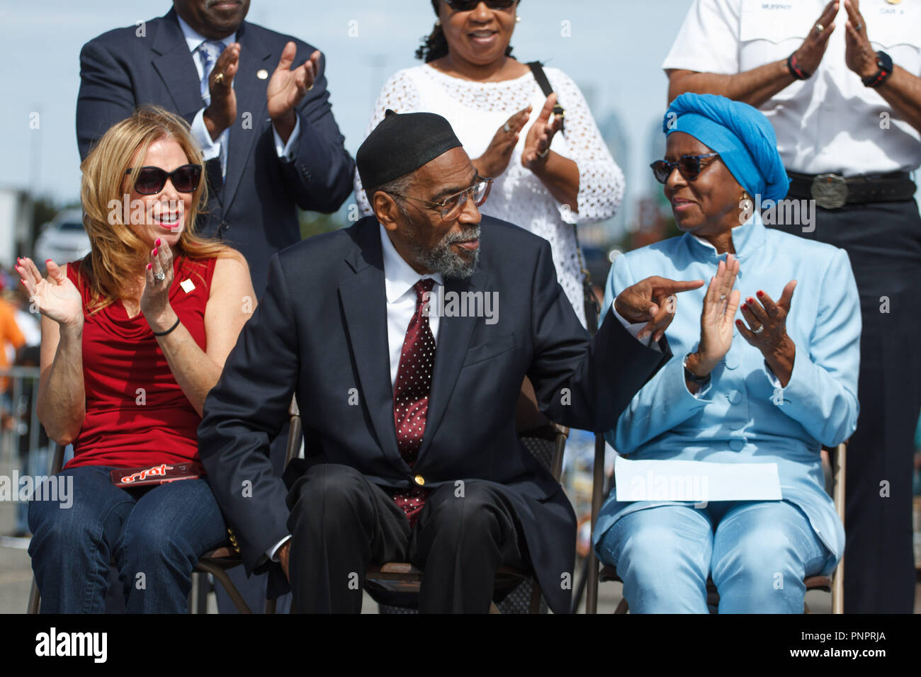 Philadelphia, PA, USA. 22nd Sep, 2018. Award-winning founder of The Sound of Philadelphia Kenny Gamble and wife Faatimah are honored at the Hero Thrill Show, an annual event raising money for children of fallen first responders, September 22, 2018. Credit: Michael Candelori/ZUMA Wire/Alamy Live News Stock Photo