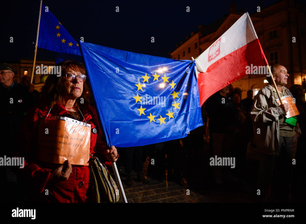 Krakow Poland 22nd Sep 2018 A Woman Seen Holding A Banner