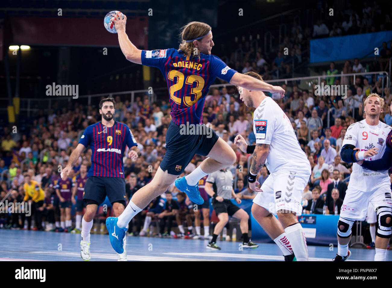 Barcelona, Spain. 22 September 2018. EHF Champions League Velux handball,  FC Barcelona Lassa versus Telekom Veszprem HC; Jure Dolenec of FC Barcelona  Lassa Credit: UKKO Images/Alamy Live News Stock Photo - Alamy