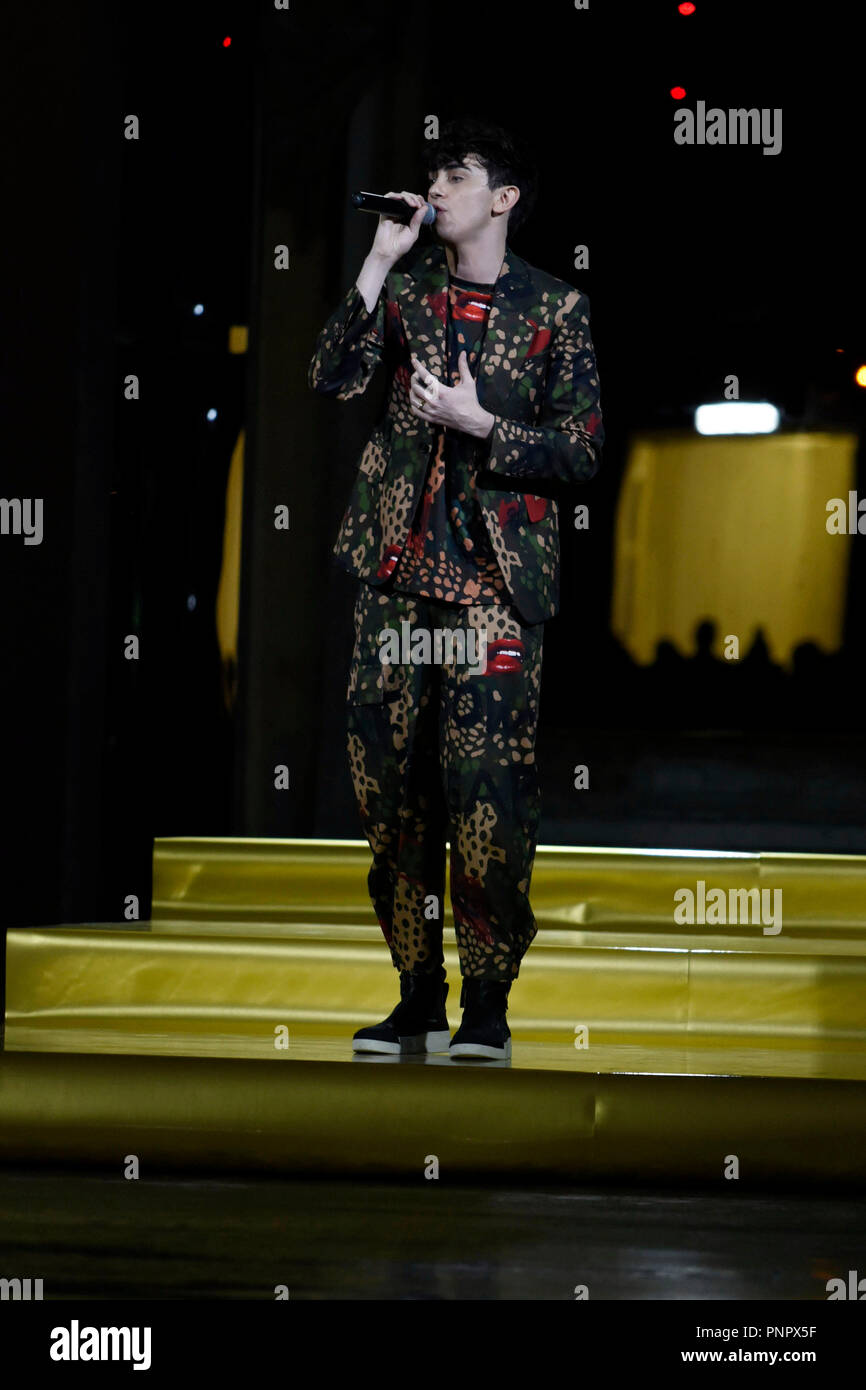 Milan, Italy. 22nd Sep, 2018. Les Copains Fashion Show - In the picture: Lorenzo Fragola Credit: Independent Photo Agency/Alamy Live News Stock Photo