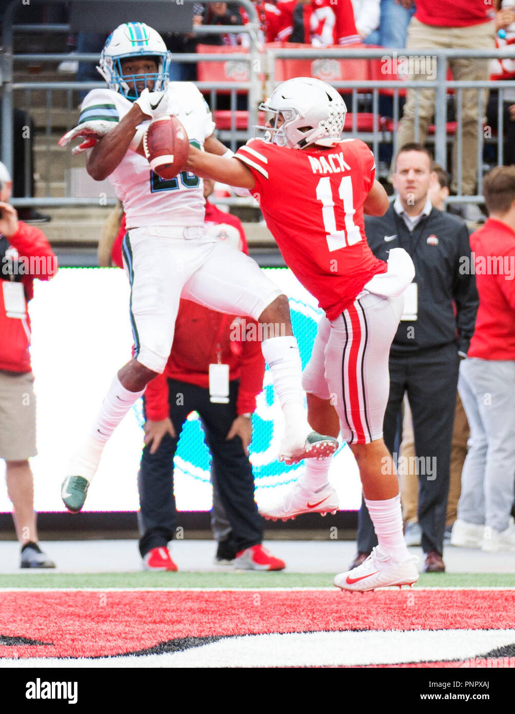 Columbus, Ohio, USA. 22nd Sep, 2018. Tulane Green Wave cornerback