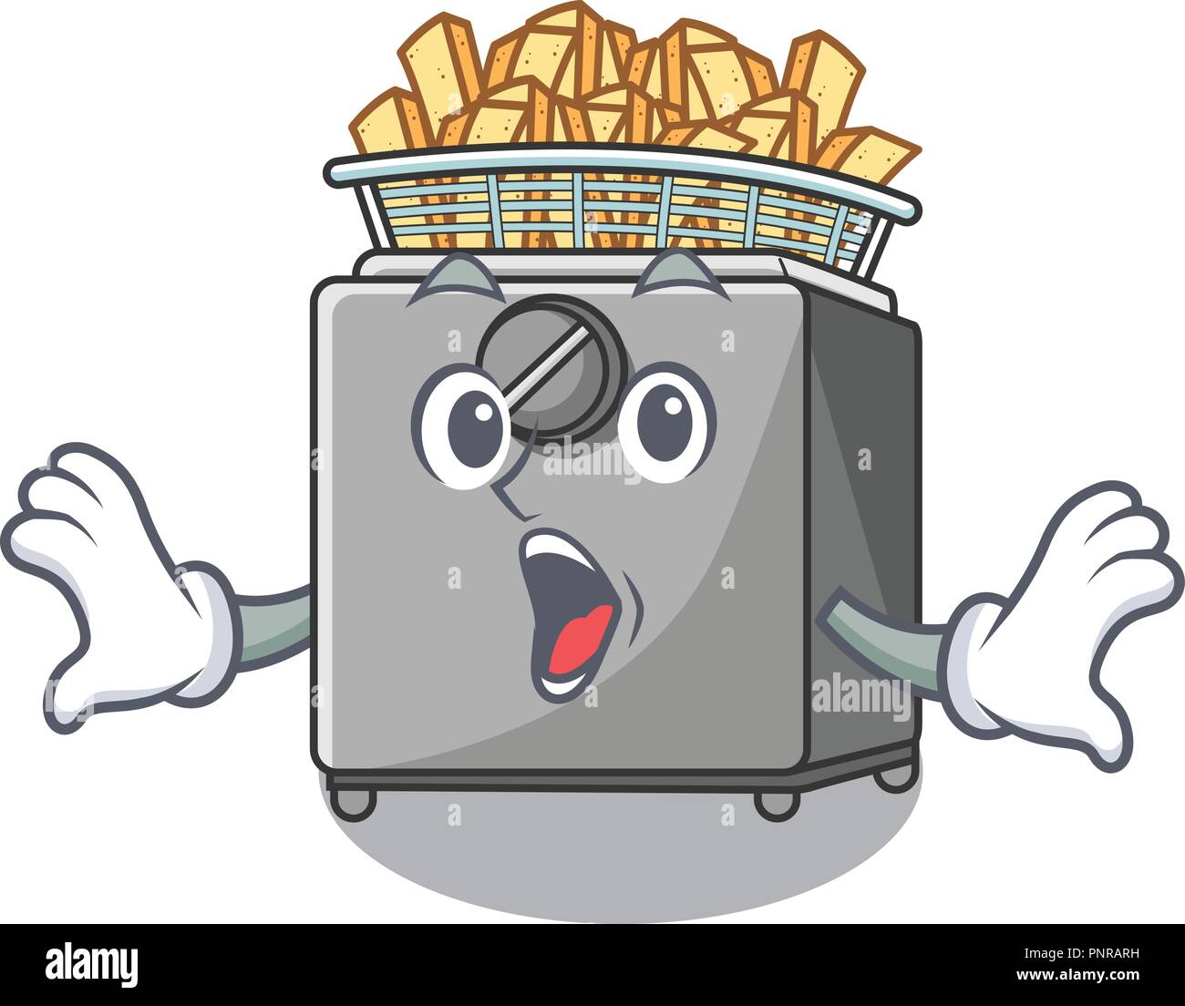 Surprised cooking french fries in deep fryer cartoon Stock Vector Image
