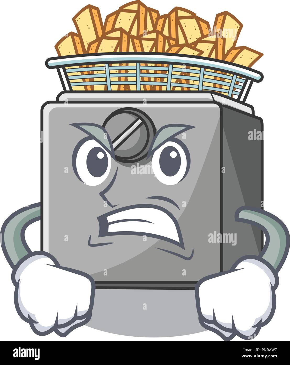 Angry cooking french fries in deep fryer cartoon Stock Vector Image