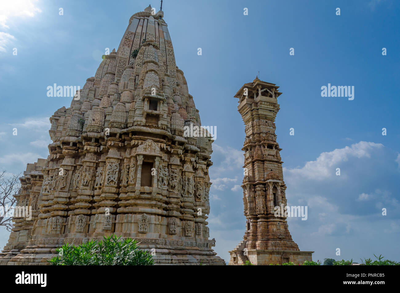 Kirti Stambh at Chittorgarh fort, Rajasthan, India Stock Photo