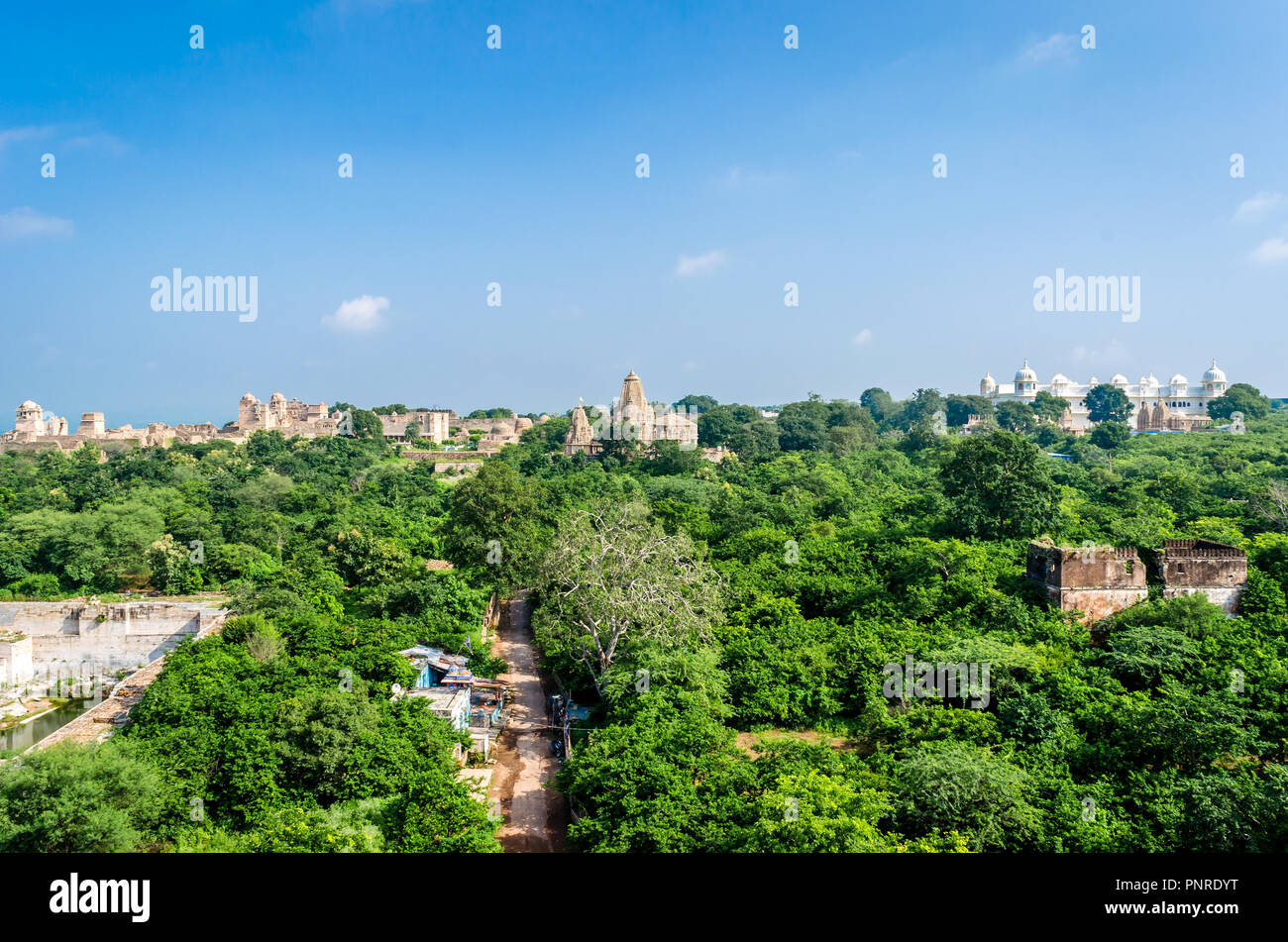 Scenic view of Chittorgarh fort taken from Vijay Stambh, Rajasthan, India Stock Photo