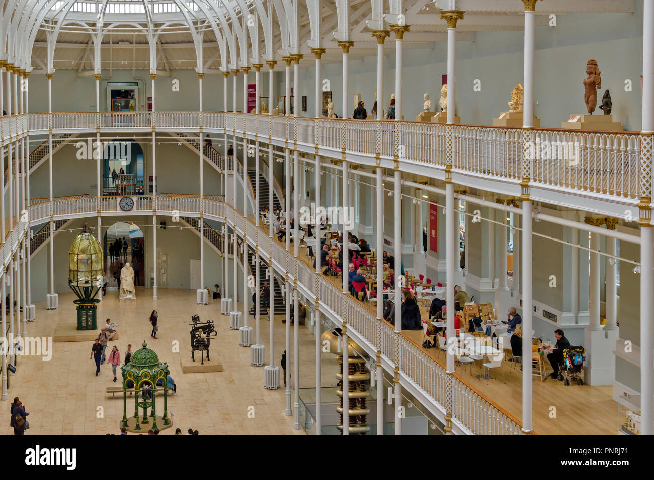 EDINBURGH SCOTLAND NATIONAL MUSEUM OF SCOTLAND INTERIOR WITH BALCONIES AND CAFETERIA Stock Photo