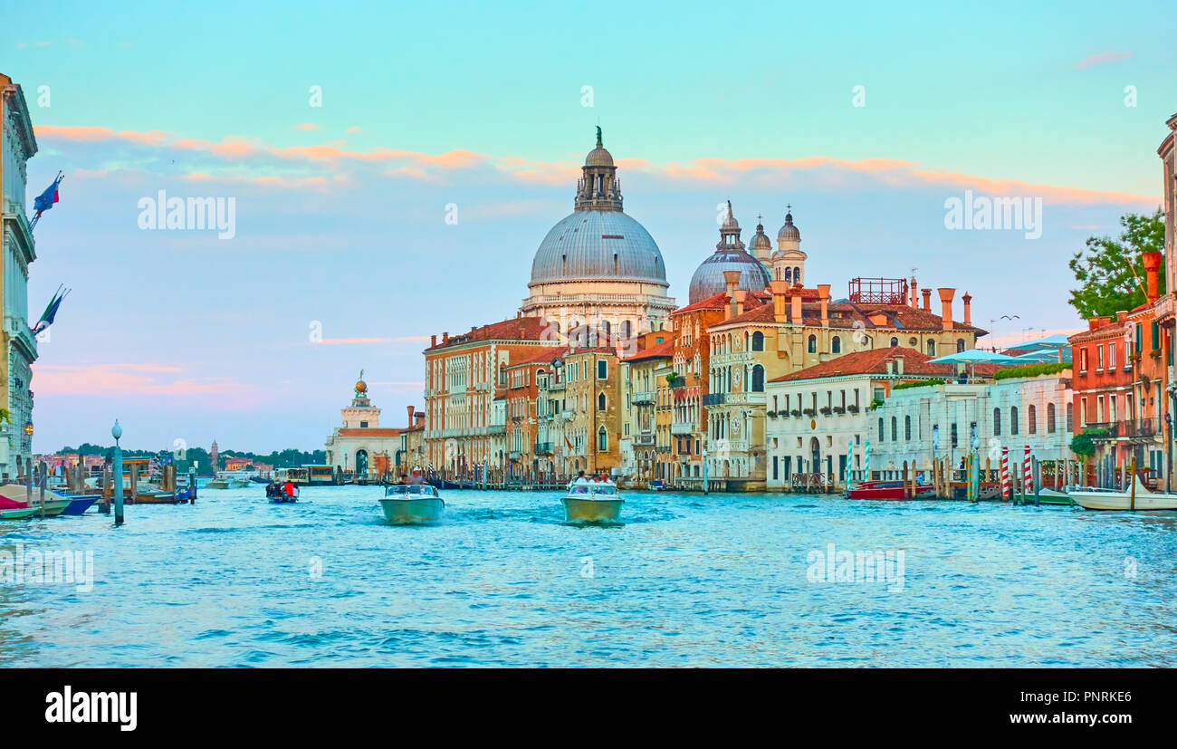 The Grand Canal and Santa Maria della Salute church in Venice, Italy ...