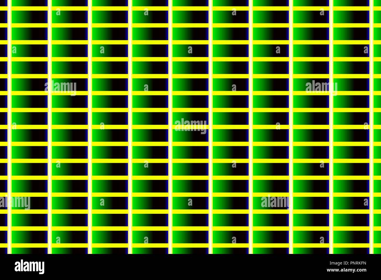 A symmetrical pattern of rectangles in yellow and green colors with gradient Stock Vector