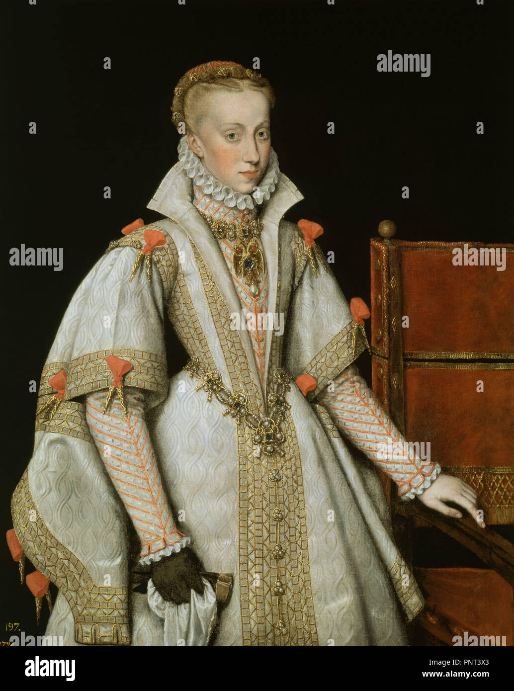 Copy from Moro. Anne of Austria. Fourth wife of Philip II. Madrid, Prado museum. Author: GONZALEZ, BARTOLOME. Location: MUSEO DEL PRADO-PINTURA. MADRID. SPAIN. Stock Photo