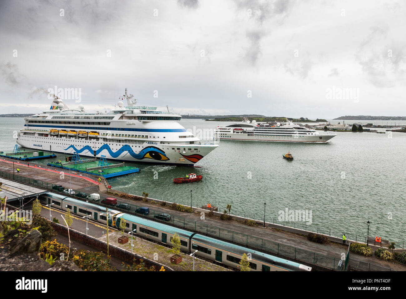 Cobh, Cork, Ireland. 01st May, 2018. Liner Aidavita about to berth in