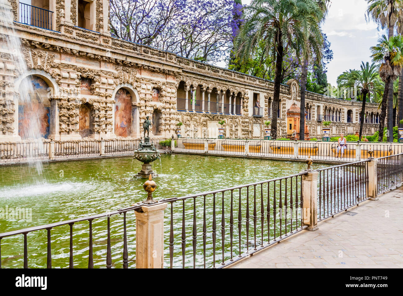 Mercury fountain in the grounds of the Reales Alcazares, Seville, Spain