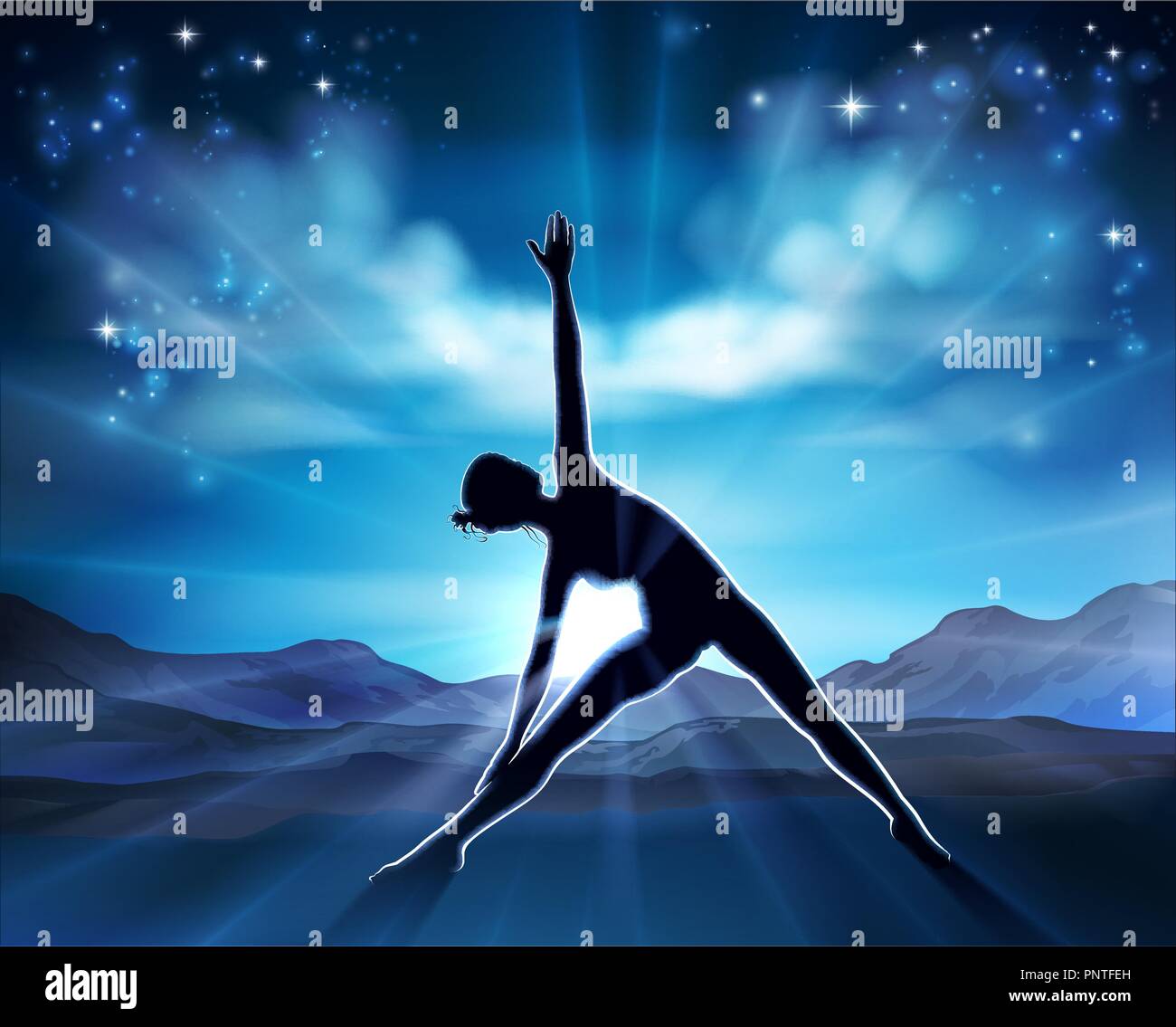 Yoga Pilates Woman Pose Silhouette Background Stock Vector