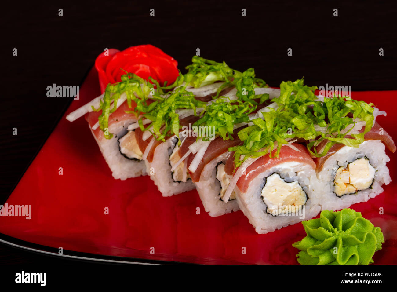 Japanese roll with tuna and cream Stock Photo Alamy