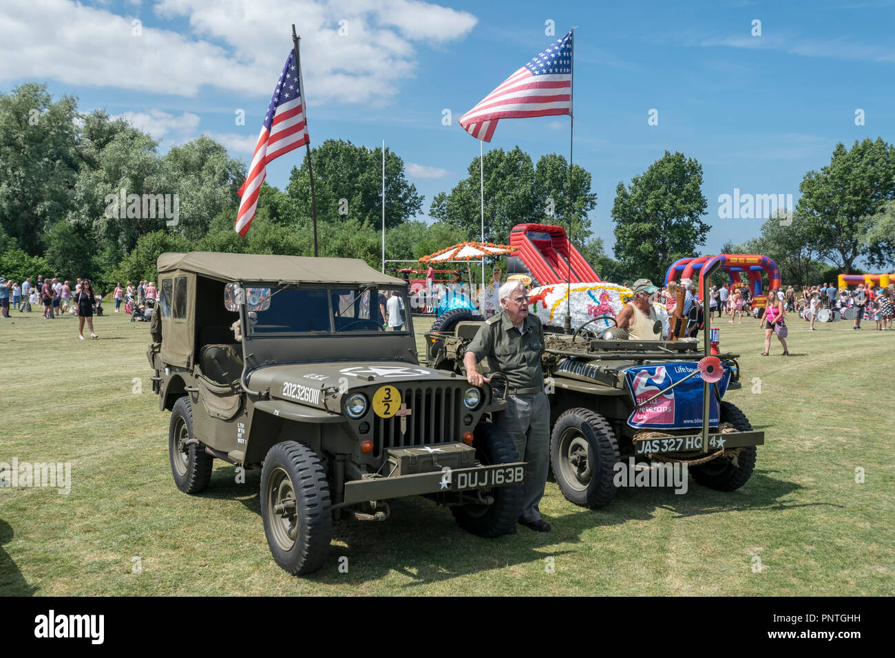 Abergele Carnival and Fate July 14th 2018 on the North Wales coast Willys Jeep exhibitors Stock Photo