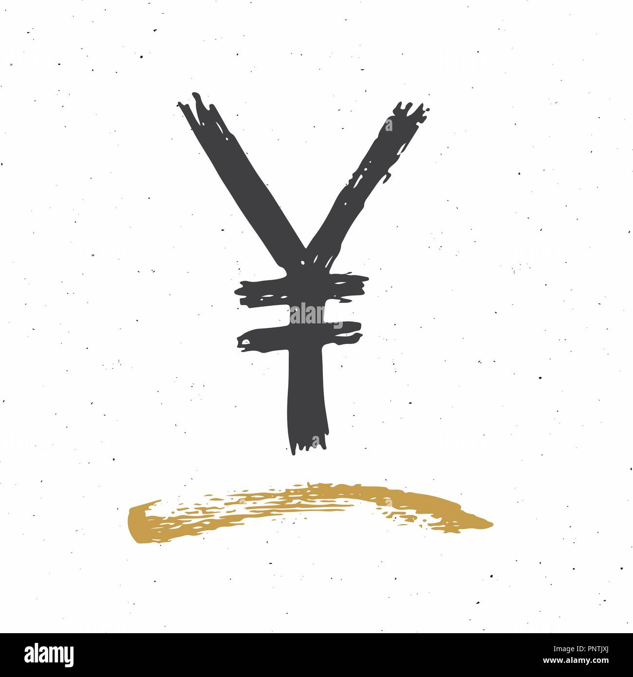 Yen Sign Icon Brush Lettering Grunge Calligraphic Symbols Vector 