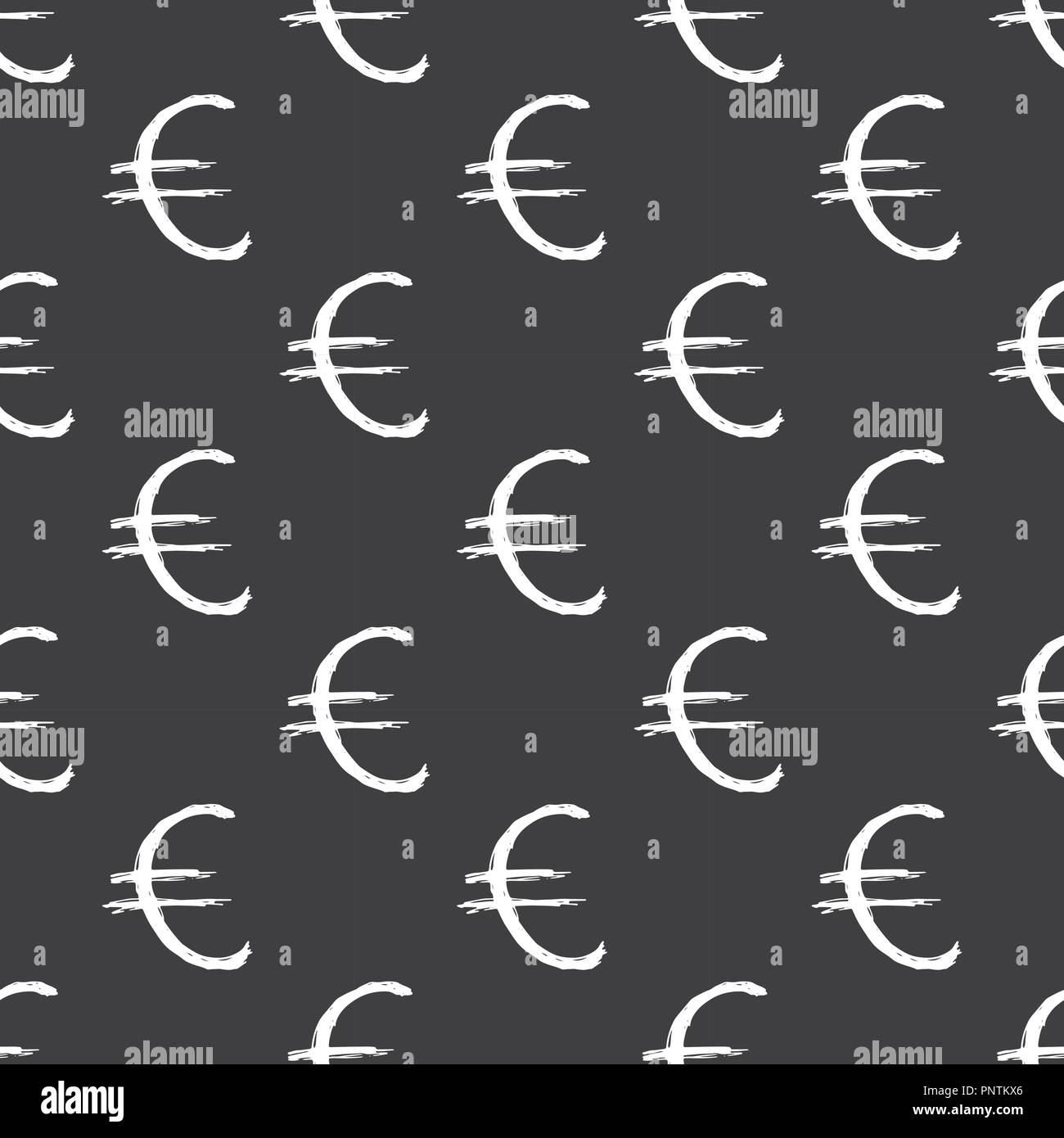 Euro sign icon brush lettering seamless pattern, Grunge calligraphic ...