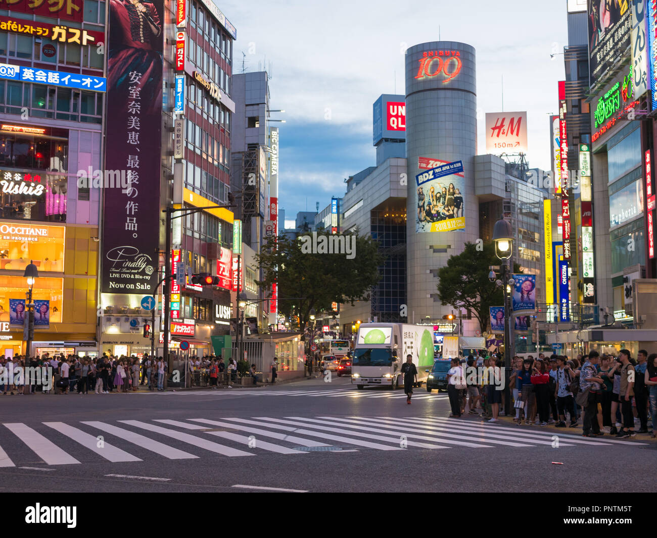 Tokyo, Japan. September 8, 2018. View of Shibuya Crossing, one of the ...