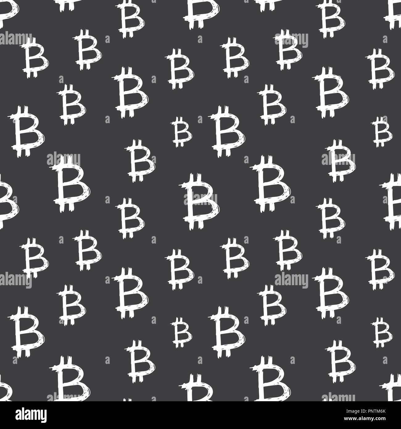 Bitcoin sign icon brush lettering seamless pattern, Grunge calligraphic ...