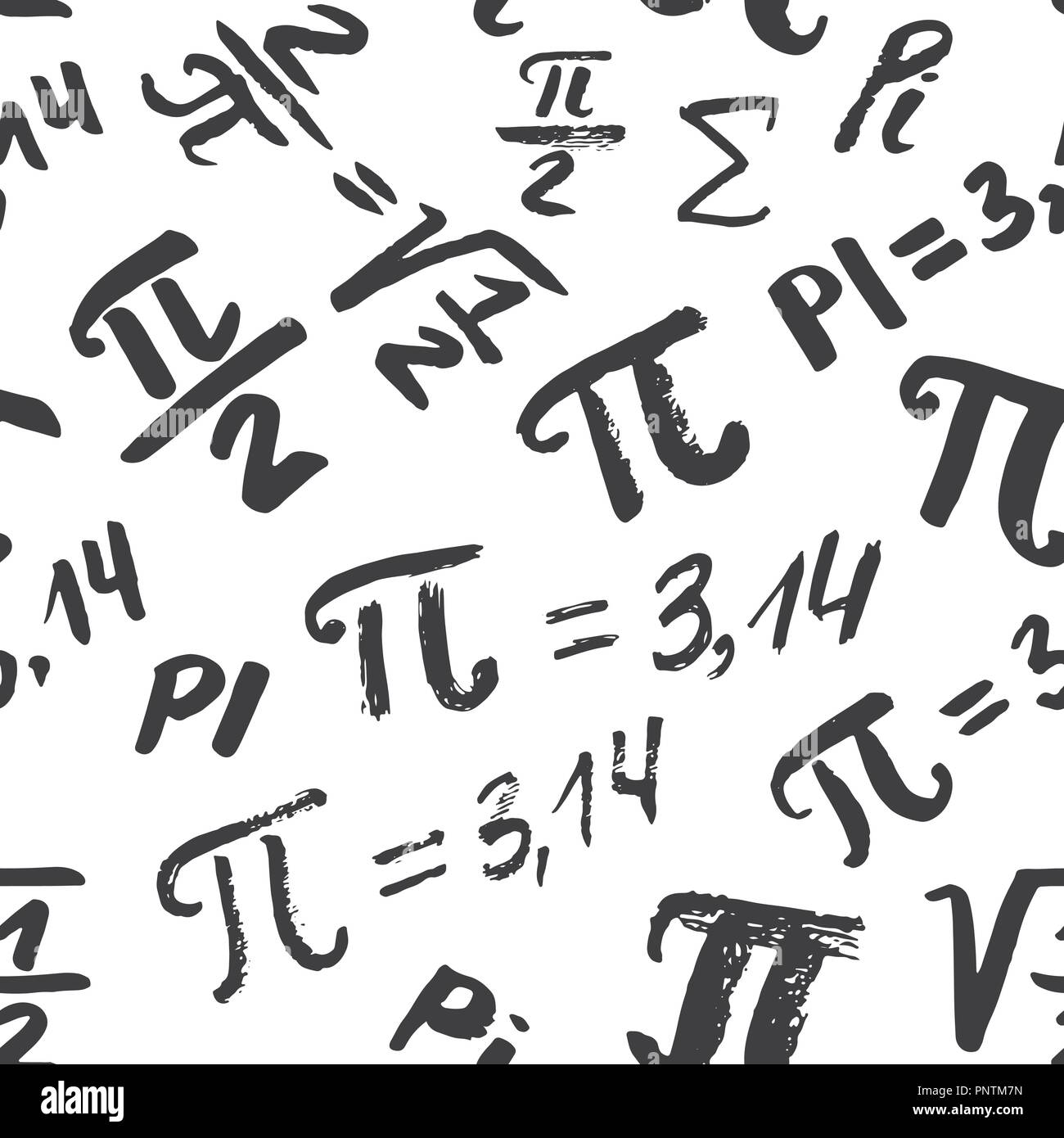 Pi symbol seamless pattern vector illustration. Hand drawn sketched