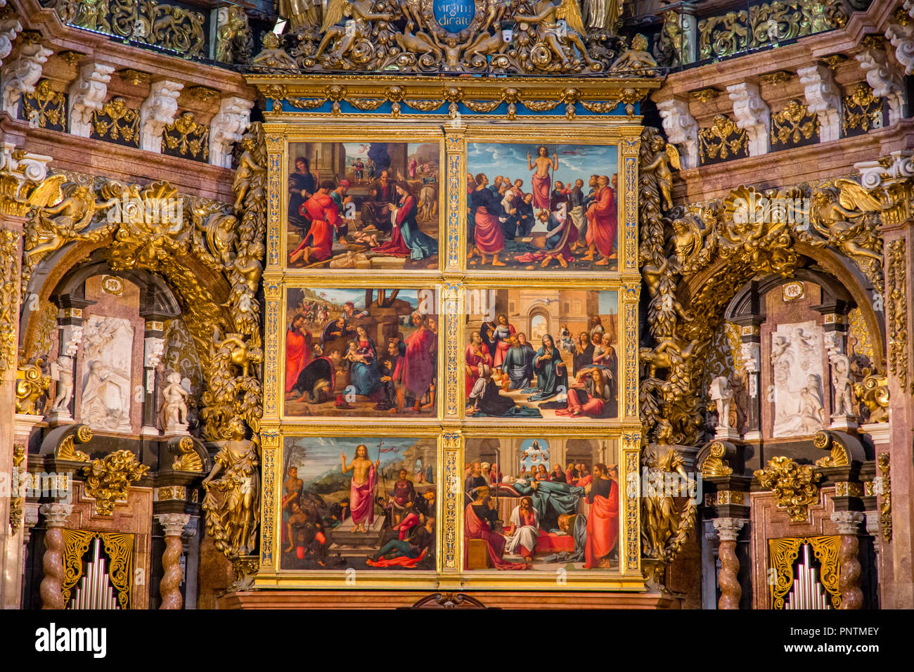 Central Chancel Interior of the Metropolitan Cathedral of Valencia, Valencian Community, Spain Stock Photo