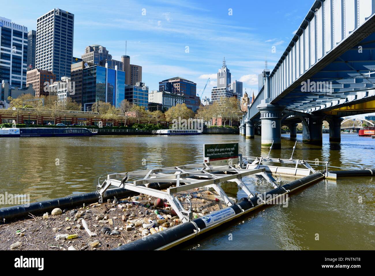 Rubbish garbage trash pollution collecting mechanism on the yarra river