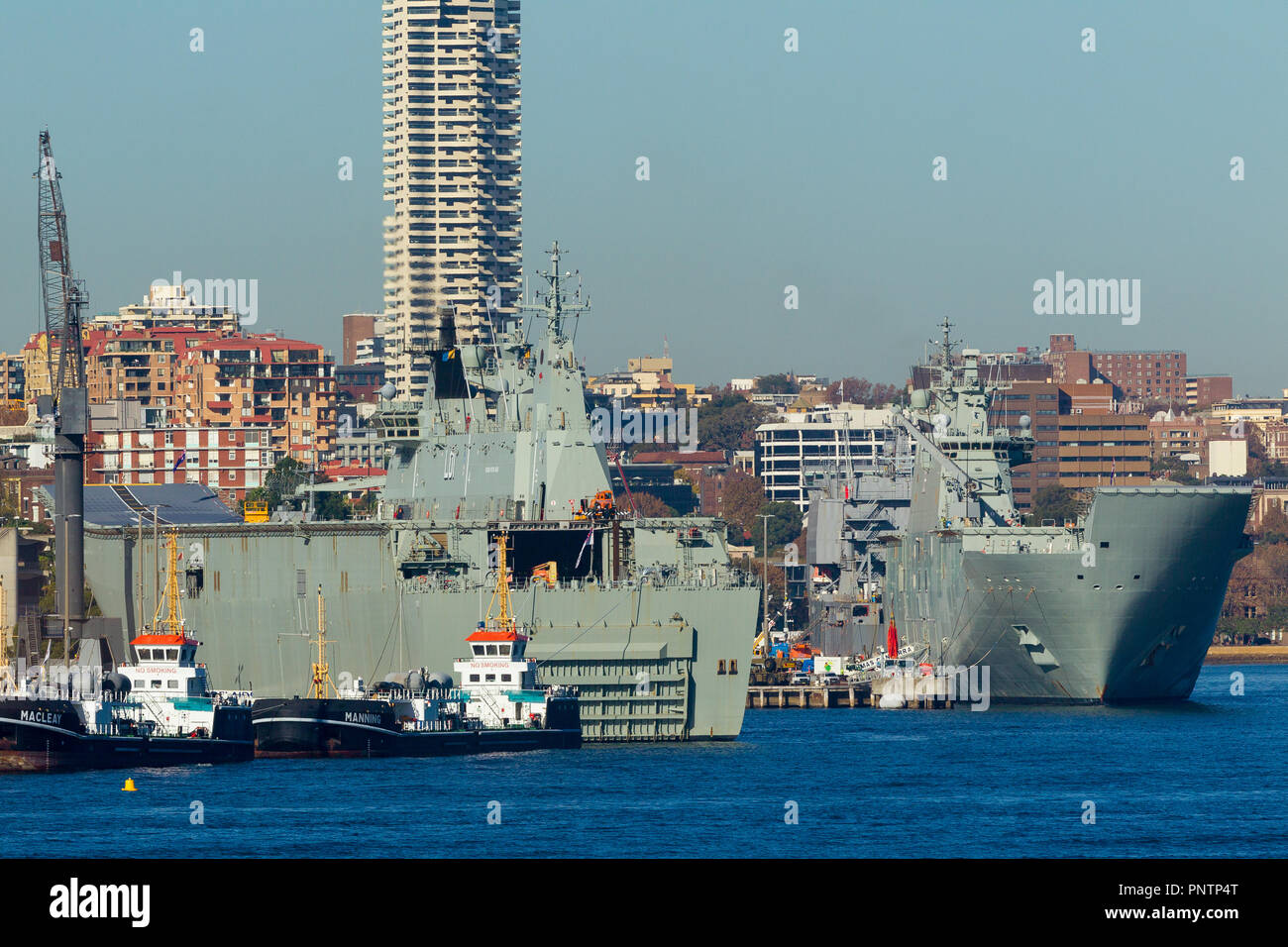 Garden Island Naval Base in Sydney, Australia, at Woolloomooloo Bay. Stock Photo