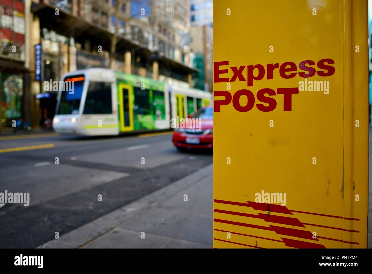 Express post sign, Australia post, Melbourne VIC, Australia Stock Photo