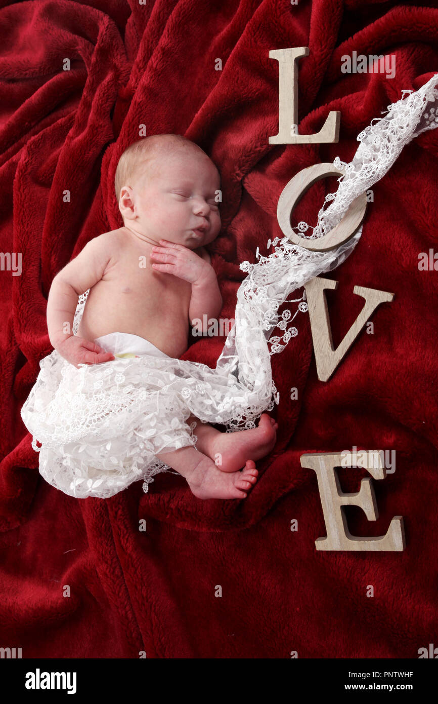 9 day old baby boy, newborn child Stock Photo
