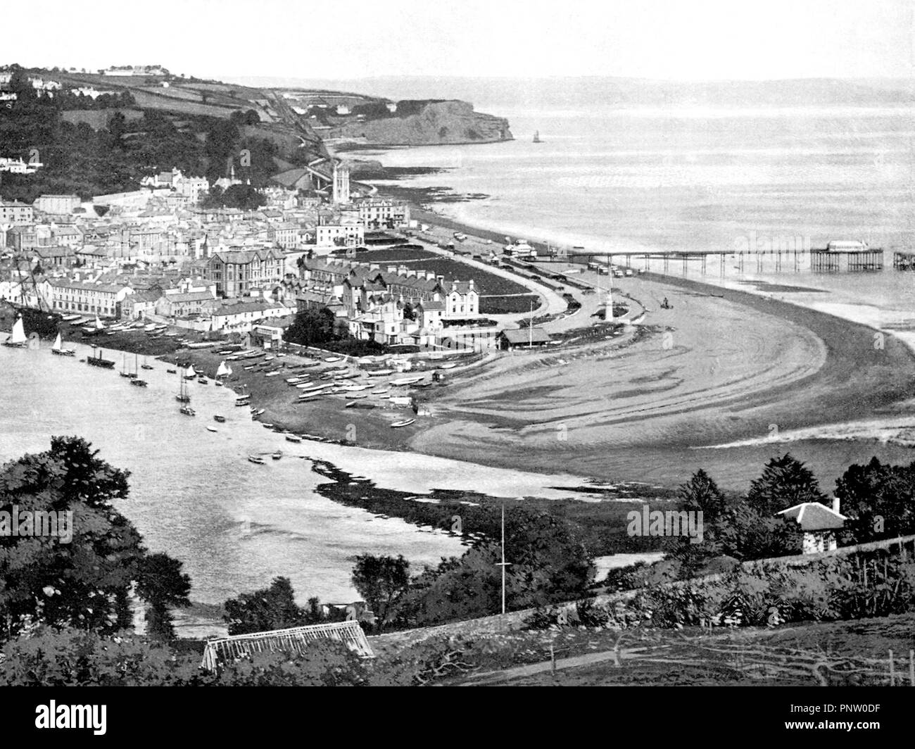 Panorama of Teignmouth, early 1900s Stock Photo Alamy