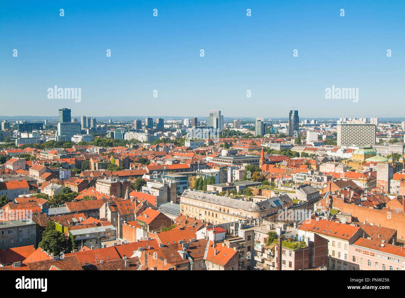 Zagreb down town skyline and modern business towers panoramic view, Croatia capital Stock Photo