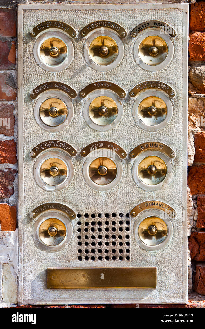 door bells in Venice, Italy Stock Photo Alamy