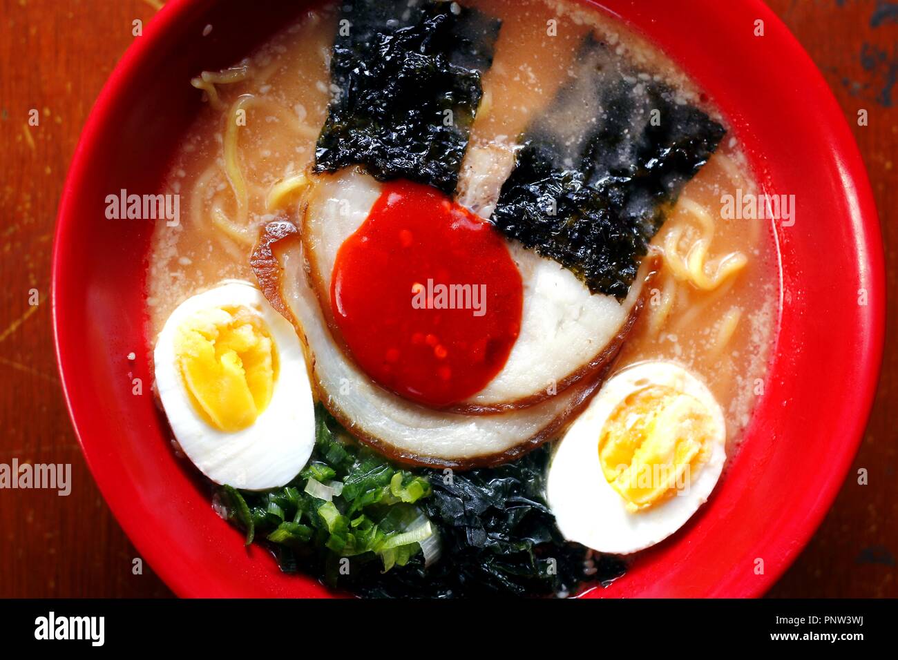 Photo of bowl of freshly cooked pork Tan Tan Men Ramen noodles soup ...