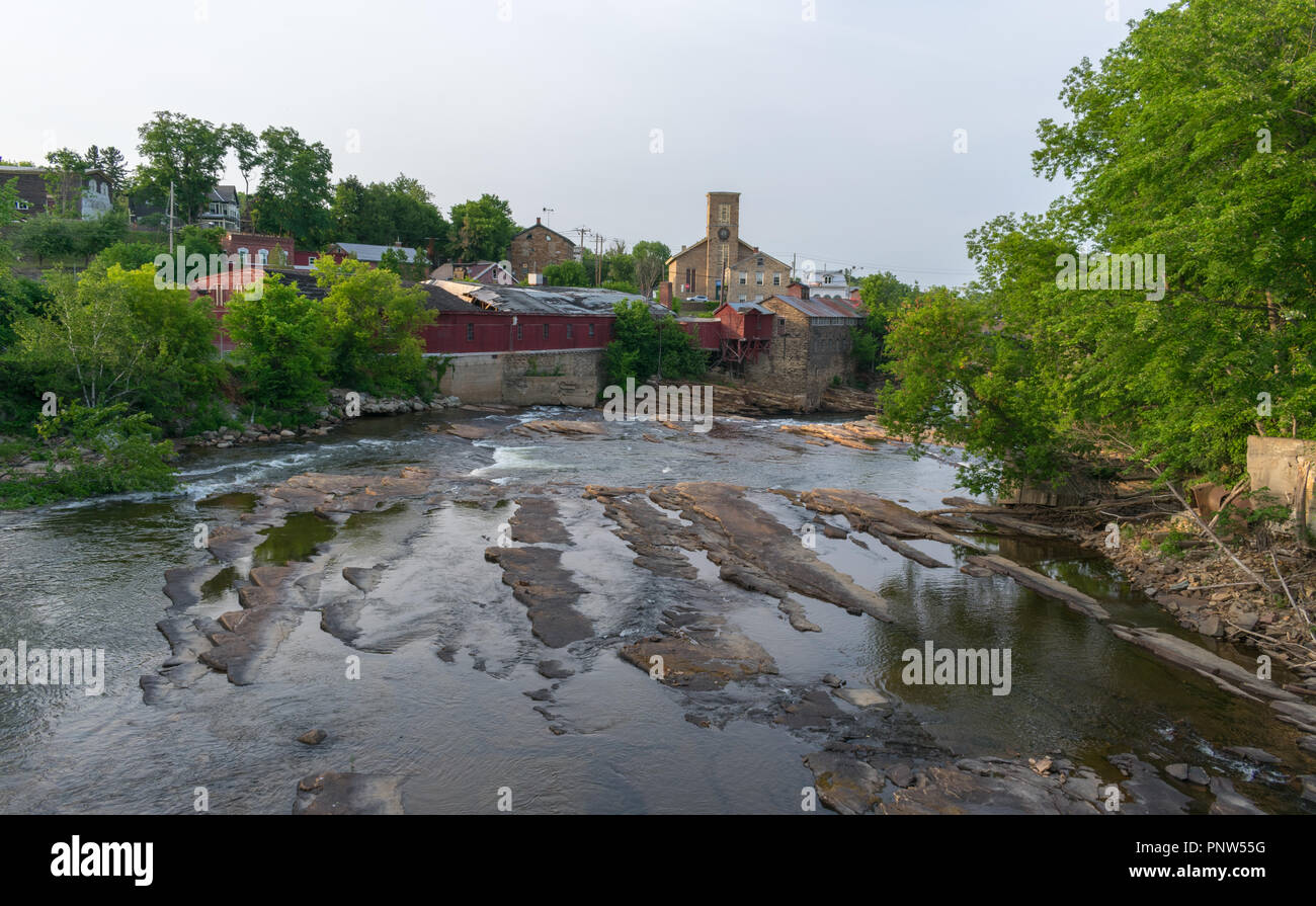 The Ausable River flowing over rocks as it winds its way through the