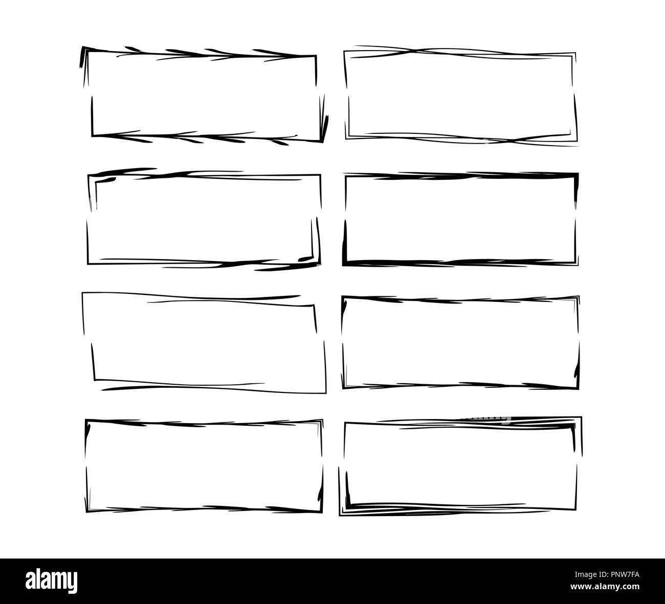 Set of black linear frames. Collection of geometric rectangle empty ...