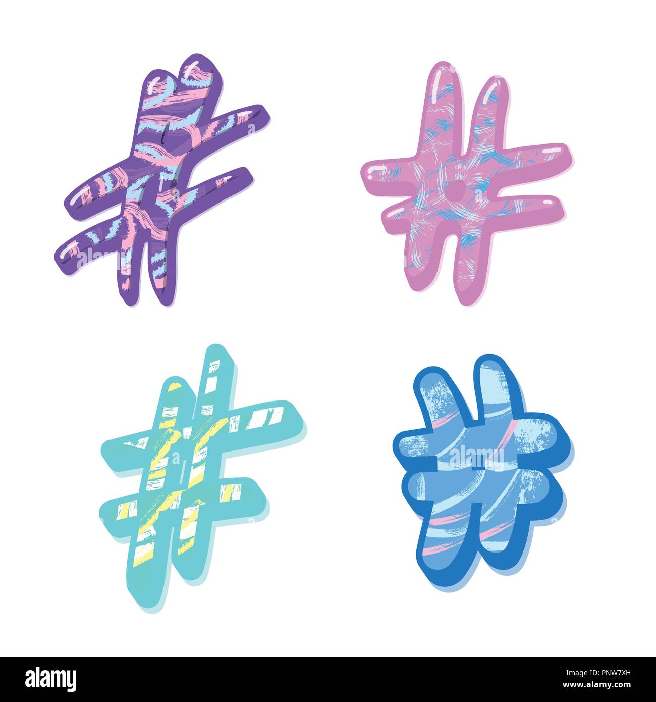 Vector set of hashtag signs. Element for social media networks Stock